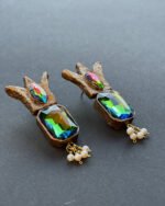 Shazdeh handmade earrings  Papier-Mache with pea stone - Image 3