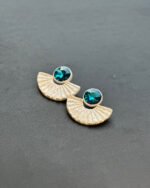 Shah_zad handmade earrings Papier-Mache with blue stone - Image 4