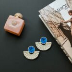 Shahzad handmade earrings Papier-Mache with blue stone