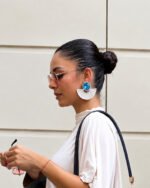 Shah_zad handmade earrings Papier-Mache with blue stone - Image 4
