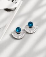 Shah_zad handmade earrings Papier-Mache with blue stone