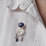Elegant Silver Brooch with Lapis Lazuli and Pearls