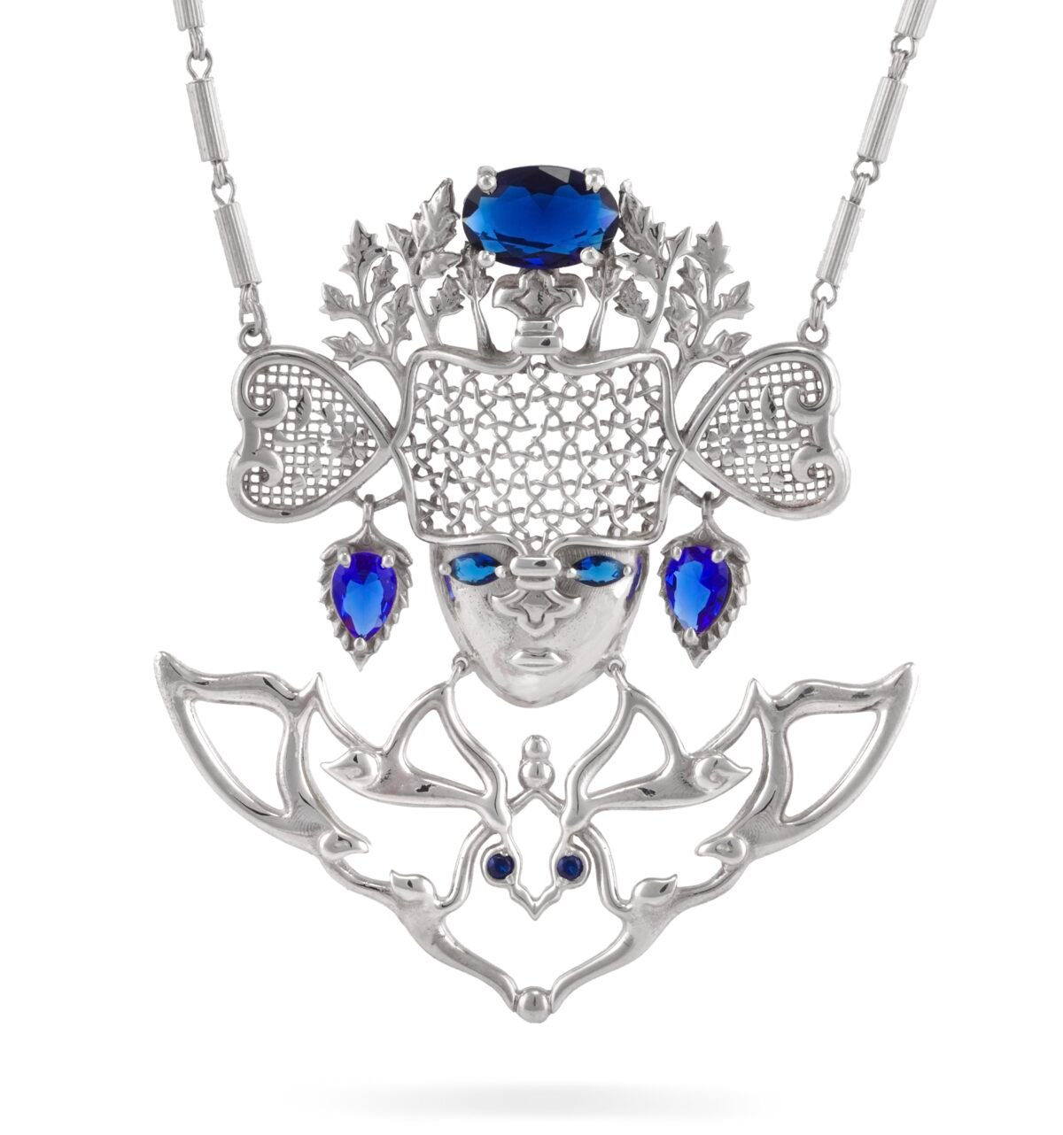 Katayoun Gold Plated Silver Pendant with Sapphire gemstone - Image 2