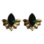 Helios – Handmade Paper Mache Earrings With Green Stone – Light Weight