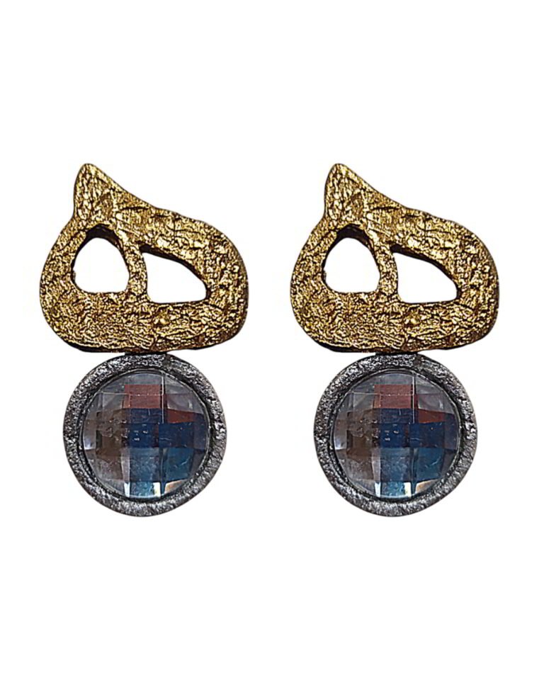 Hich Handmade Paper Mache Earrings Silver And Gold Color