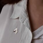 Sterling Silver Pomegranate Brooch with Resin Gem