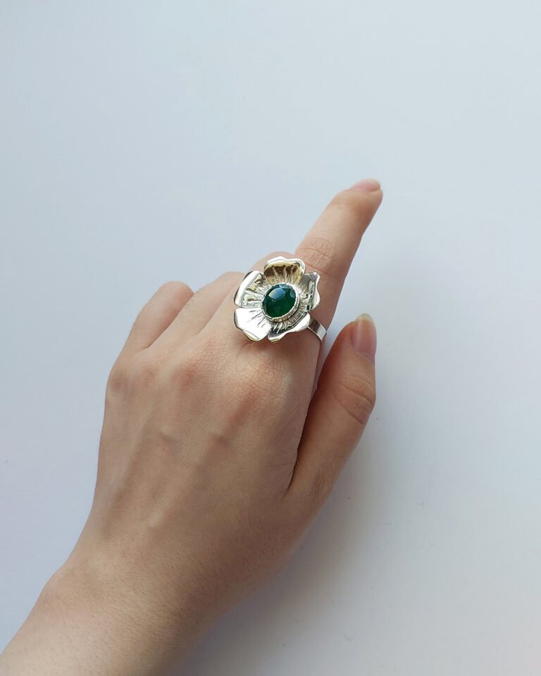 Lotus Flower Ring with Agate