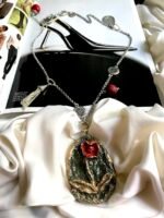 Nicklace of red Rose, handmade, paper mache - Image 3