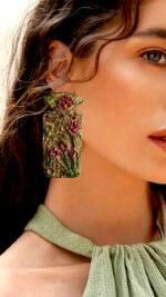 Dream garden handmade earrings, paper mache - Image 4
