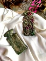 Dream garden handmade earrings, paper mache - Image 2