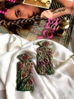 Dream garden handmade earrings, paper mache - Image 3