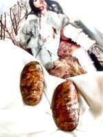 Minimal earrings, stone, handmade, paper mache - Image 2