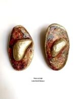 Gold stone, handmade earrings, art antique jewelry, paper mache, minimal