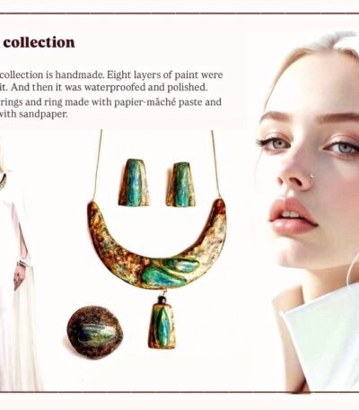 Zaryoon collection, handmade, paper mache, art antique jewelry