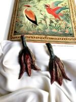 Overturned tulip, Art antique jewelry, handmade earrings, paper mache - Image 3