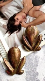 Tulip, handmade earrings, art antique jewelry, paper mache - Image 5