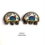 Blue flower, art antique jewelry, handmade earrings, paper mache