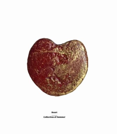 Heart, handmade brooch, art antique jewelry, paper mache