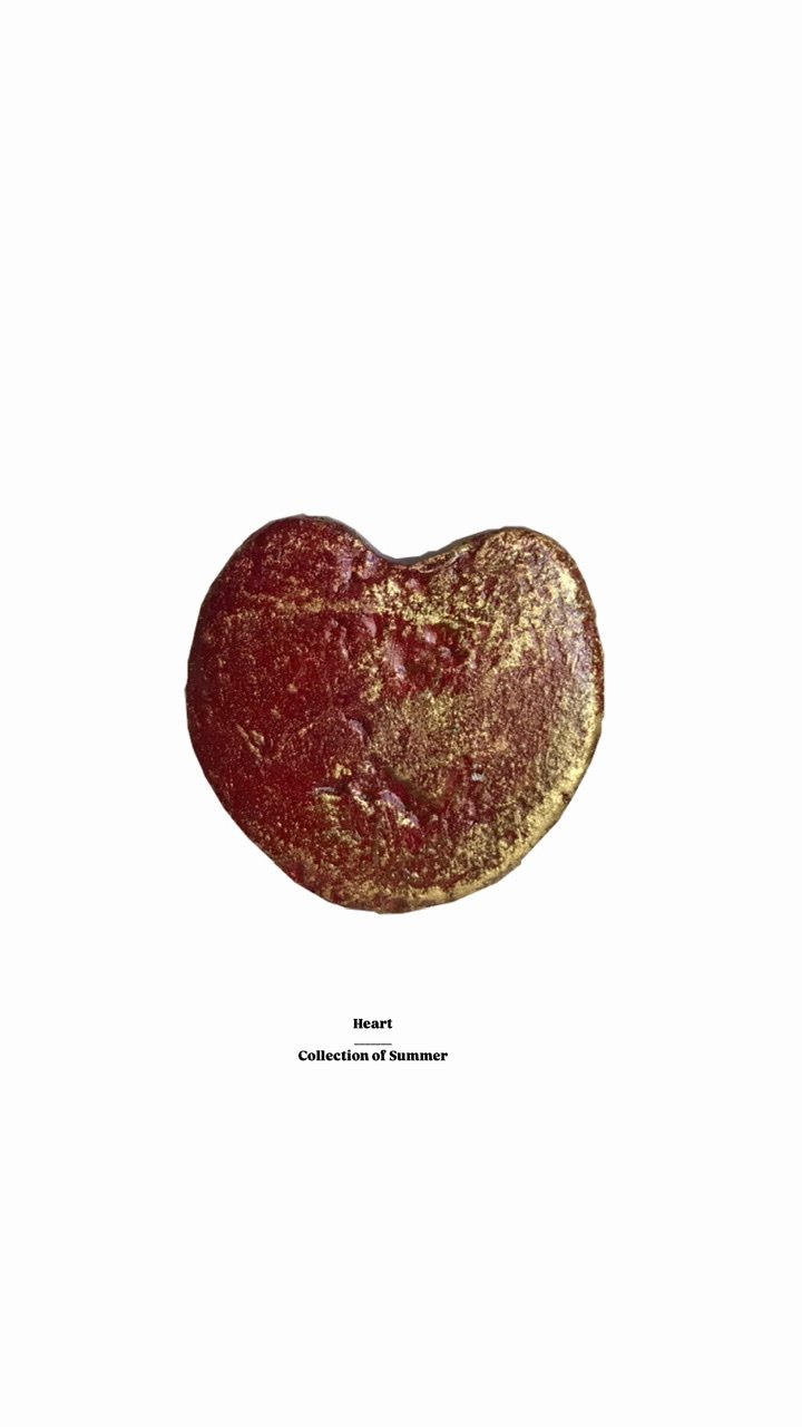 Heart, handmade brooch, art antique jewelry, paper mache