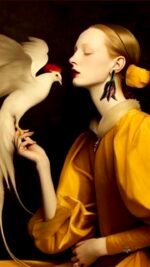 Overturned tulip, Art antique jewelry, handmade earrings, paper mache - Image 2