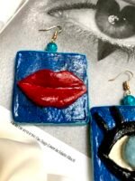 eyes earrings, handmade, paper mache - Image 4