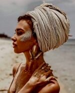 Tulip, handmade earrings, art antique jewelry, paper mache - Image 3