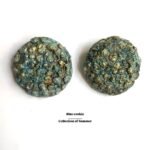 Blue cookie, handmade earrings, art antique jewelry, paper mache