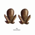 Tulip, handmade earrings, art antique jewelry, paper mache