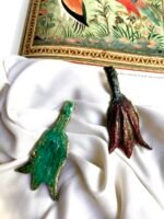 Overturned tulip, Art antique jewelry, handmade earrings, paper mache - Image 4