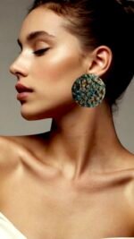 Blue cookie, handmade earrings, art antique jewelry, paper mache - Image 4