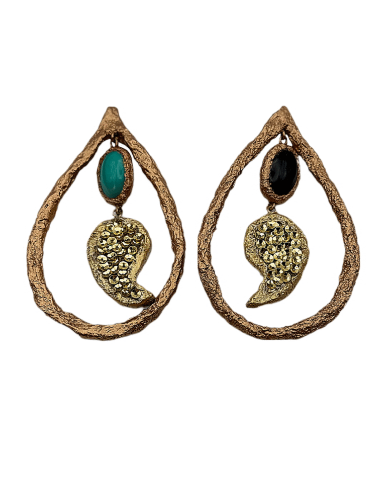 Toranj – Handmade Paper Mache Earrings With Handmade Resin Stone