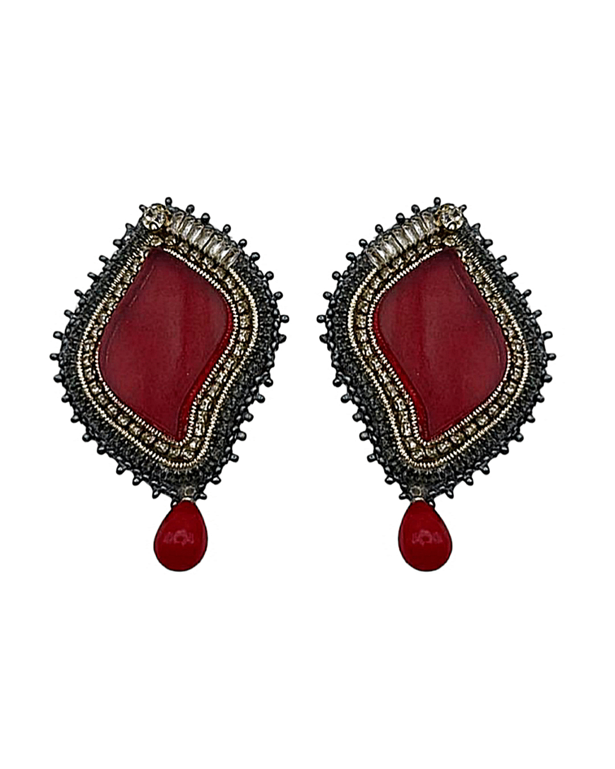 Love Drop – Handmade Jewel-Embroidered Earrings - Image 1