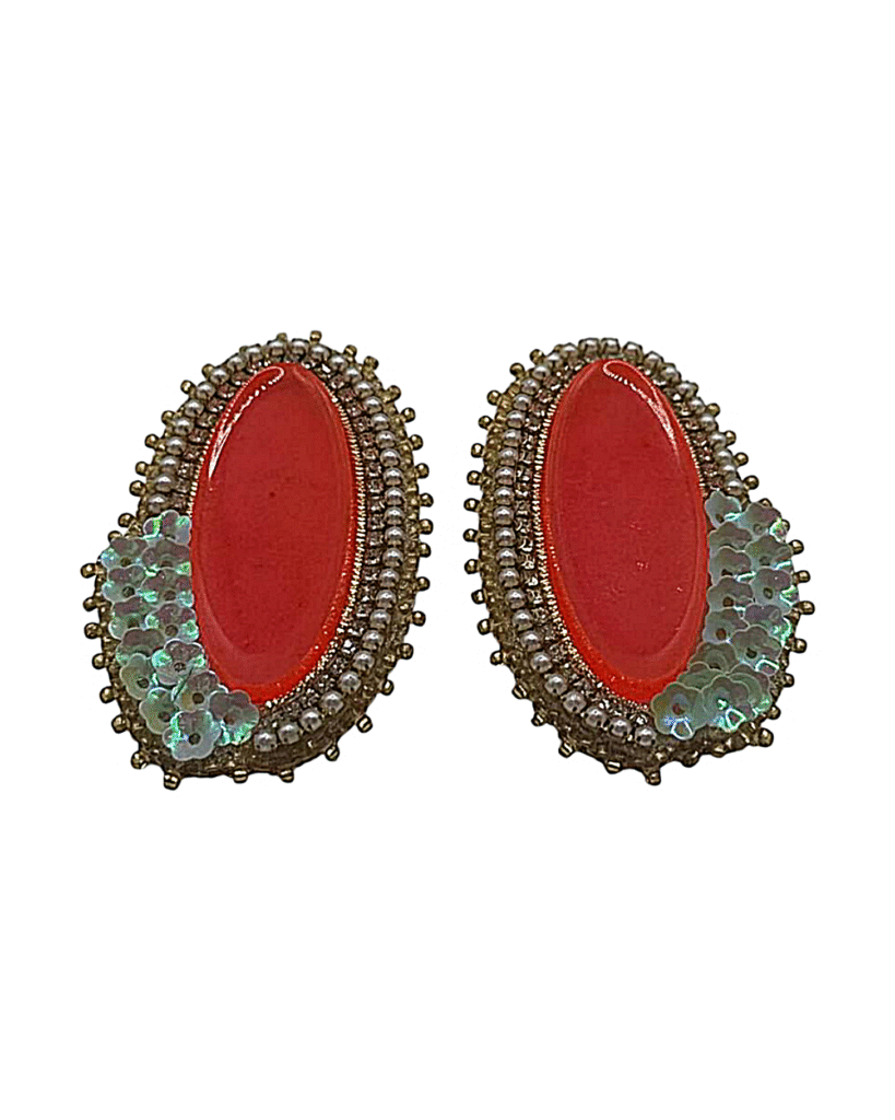 Orange Blossom – Handmade Jewel-Embroidered Earrings
