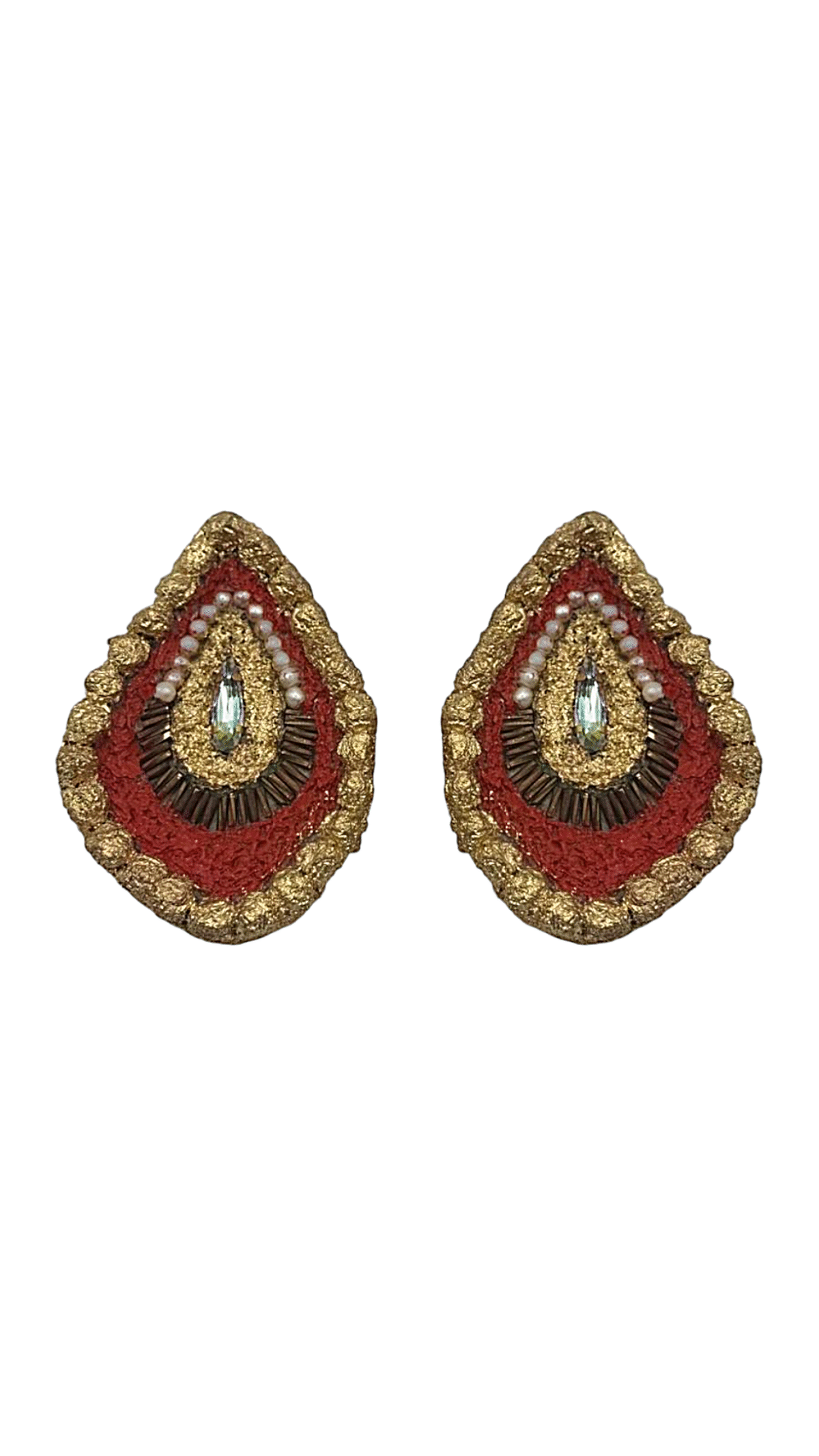 Golden Reflection – Handmade Paper Mache Earrings - Image 1