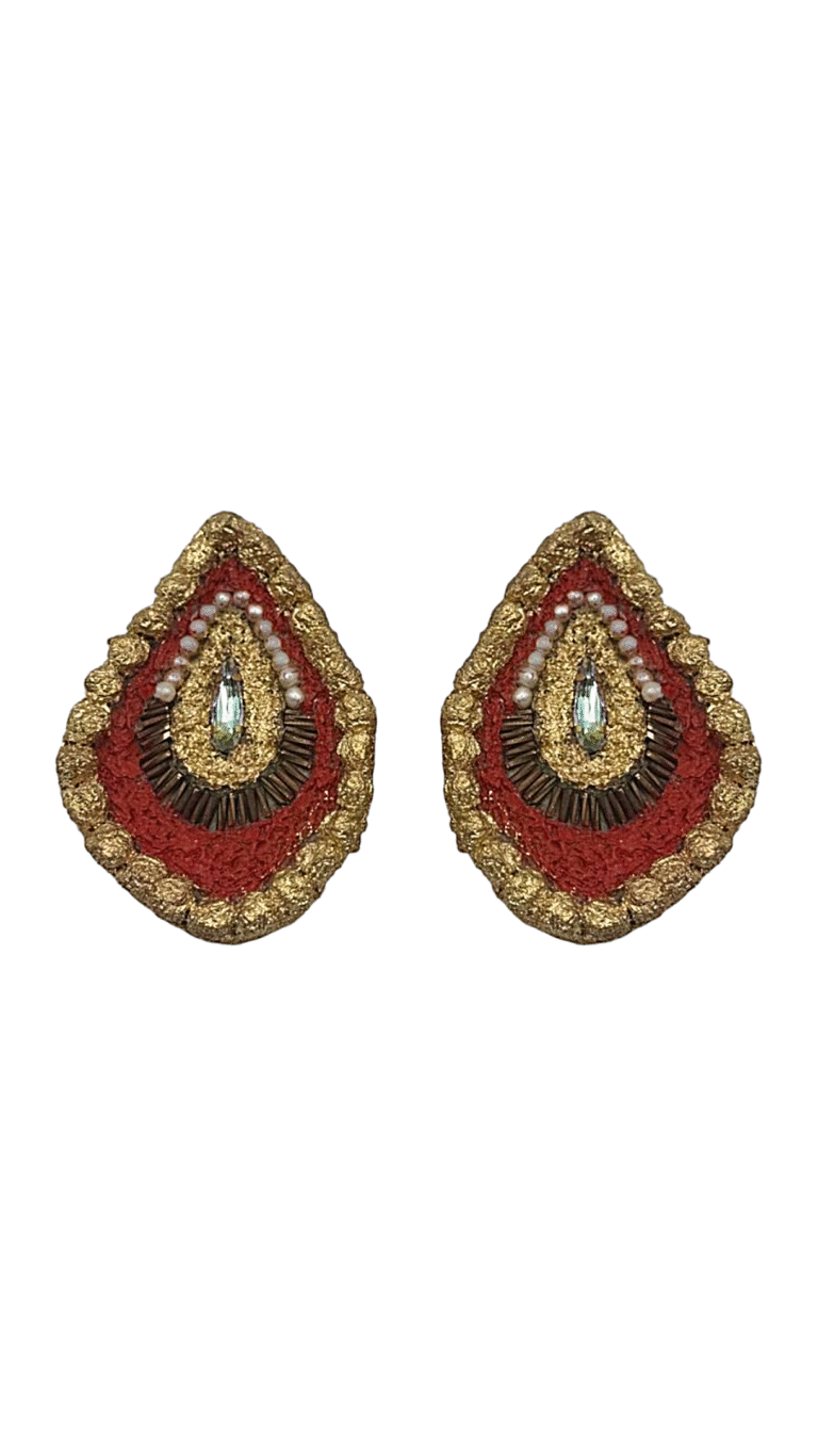 Golden Reflection – Handmade Paper Mache Earrings