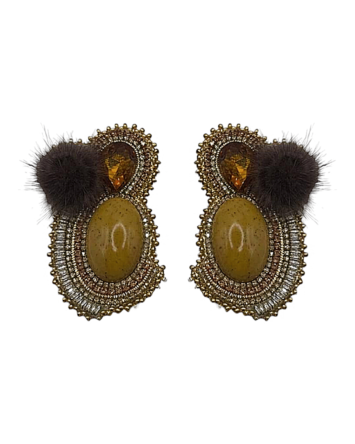 Desert Gold – Handmade Jewel-Embroidered Earrings - Image 1