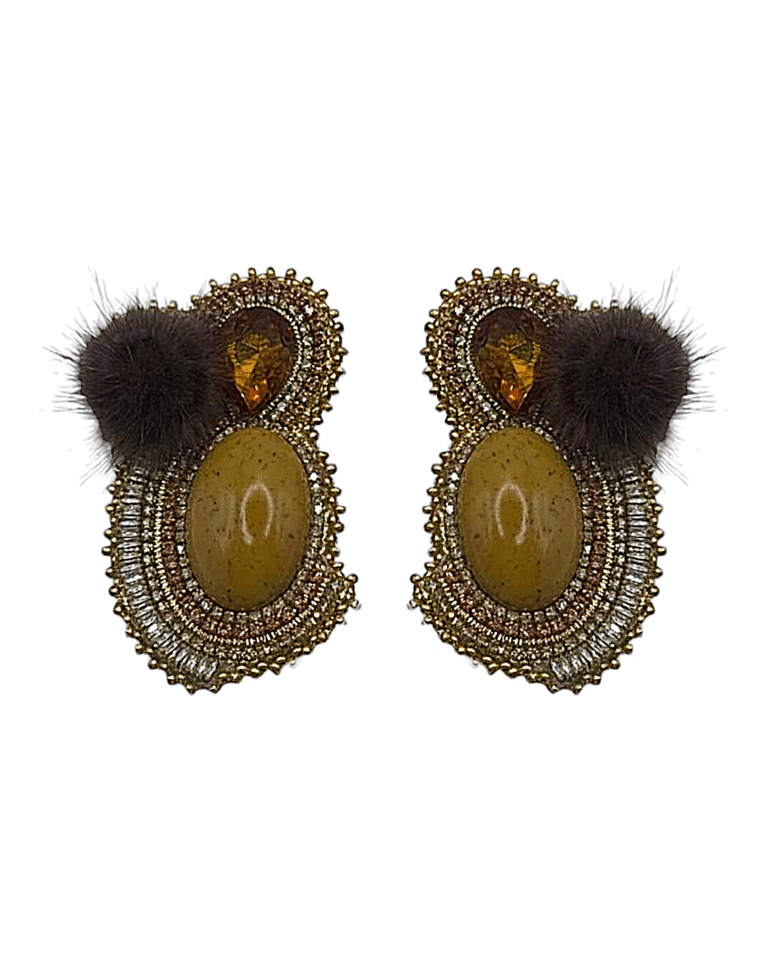 Desert Gold – Handmade Jewel-Embroidered Earrings