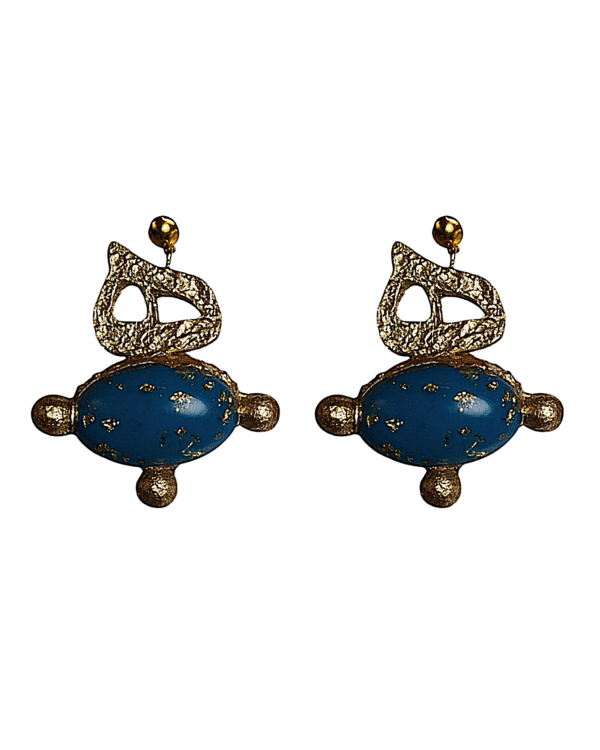 Hich Handmade Earrings With Turquoise Resin Stone(Small Size)