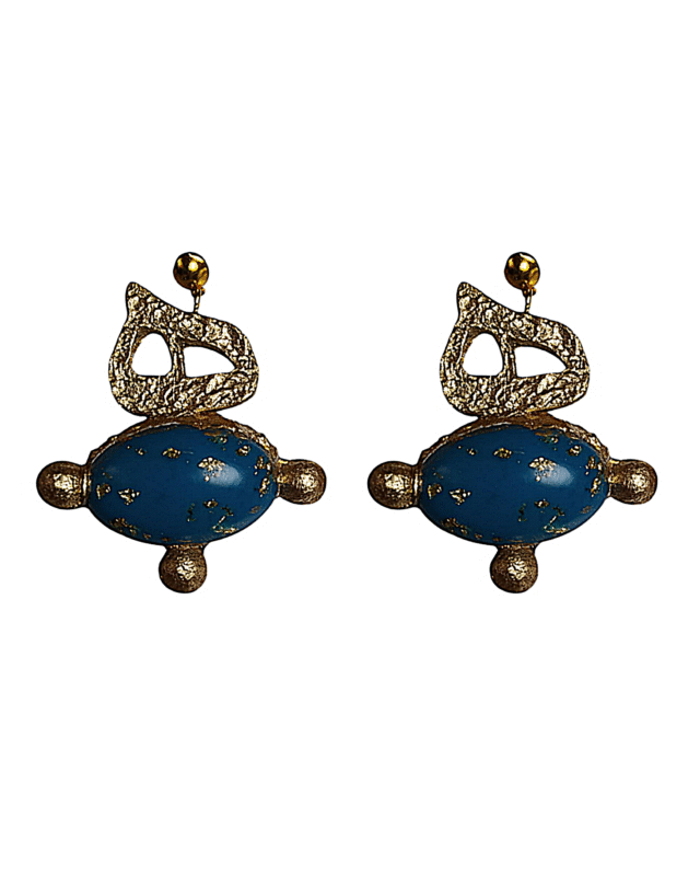 Hich Handmade Earrings With Turquoise Resin Stone