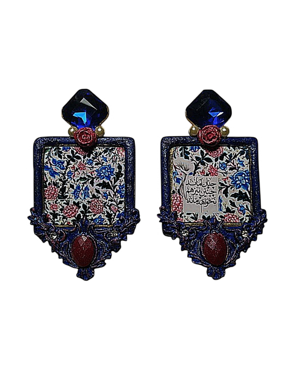"This Too Shall Pass" – Papier-mâché Earrings with Poetic Inscription - Image 1