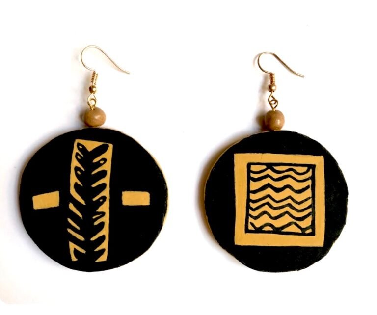 Susa cup ancient, handmade earrings, hand painting, paper mache