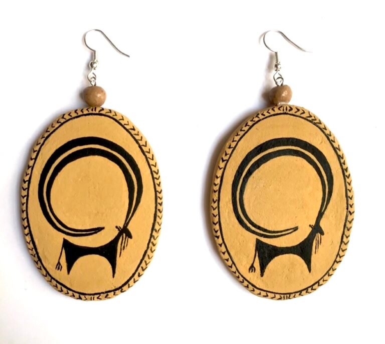 ancient susa cup, handmade earrings, hand painting, paper mache