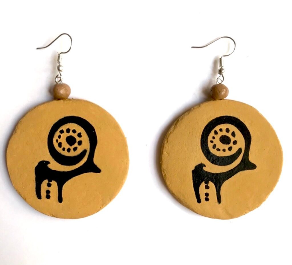 Susa cup, ancient motifs, handmade earrings, hand painting, paper mache