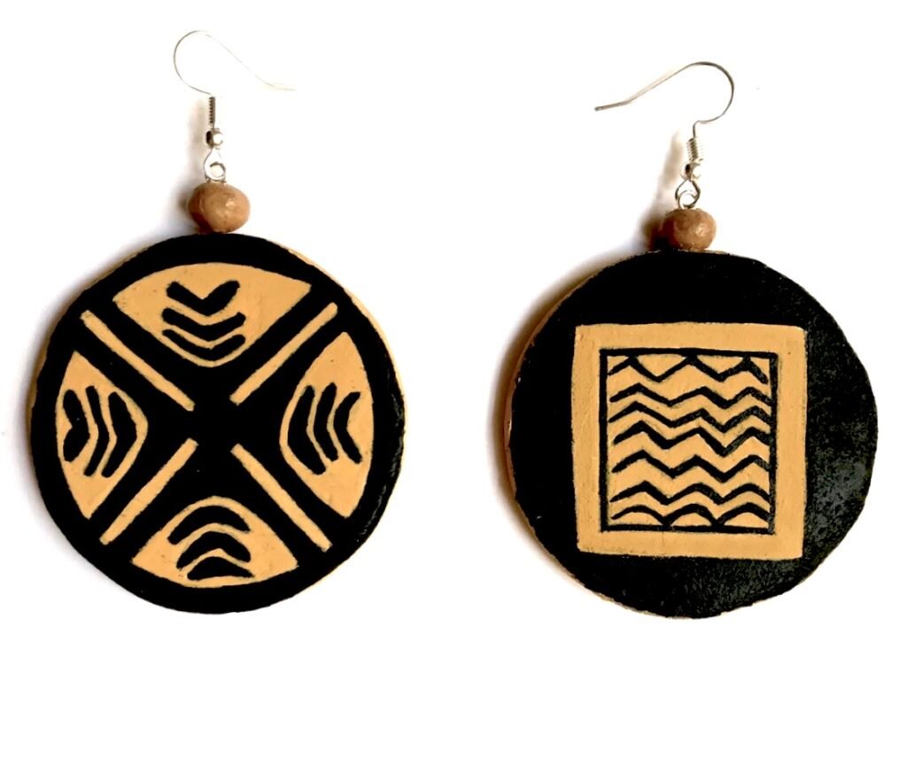 Susa cup motif, handmade earrings, hand painting earrings, paper mache