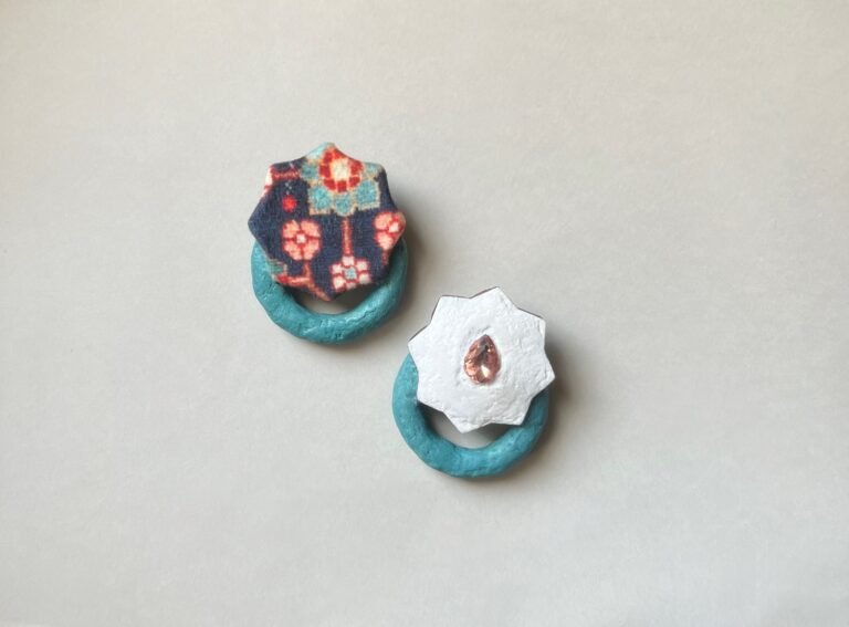 Metanat earrings paper mache light weight