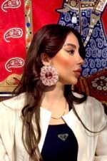 Merlin Monroe earrings, handmade, paper mache - Image 2