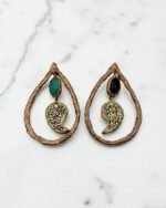 Toranj – Handmade Paper Mache Earrings With Handmade Resin Stone - Image 4