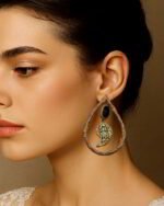 Toranj – Handmade Paper Mache Earrings With Handmade Resin Stone - Image 2