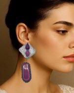 Yas Drops – Handmade Paper Mache And Jewel-Embroidered Earrings - Image 2