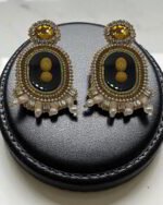 Golden Nectar –Handmade Jewel – Embroidered Ea - Image 3